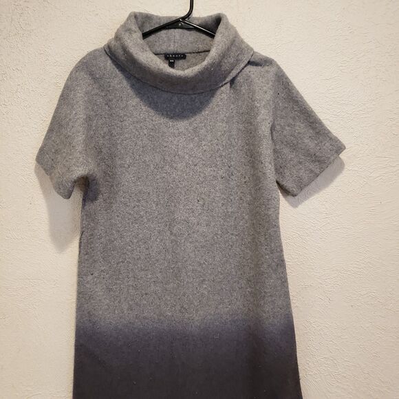 Theory Med Oversize Wool Hombre Gray Black Dress Turtleneck Adelina Nottingham - Picture 11 of 13